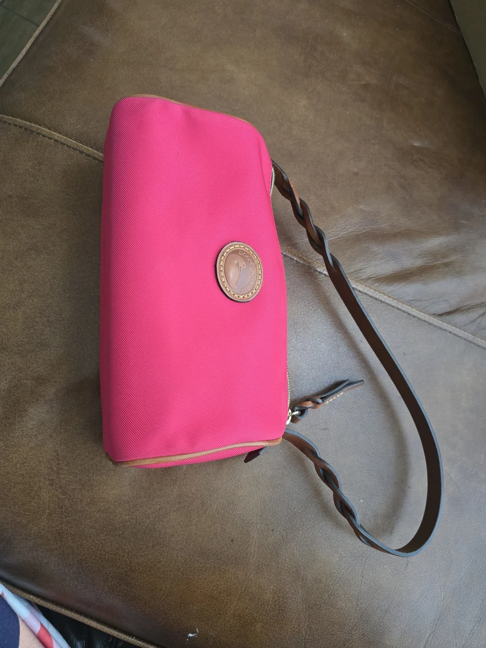 Dooney And Bourke  Red/Pink Shoulder Bag with Brown Strap